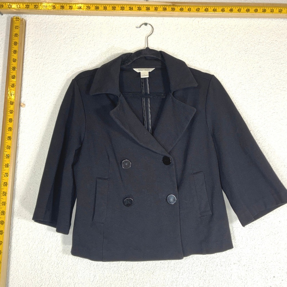 White House Black Market Black Cropped Jacket - 6- 3/4 Sleeve Ponte Classic Chic